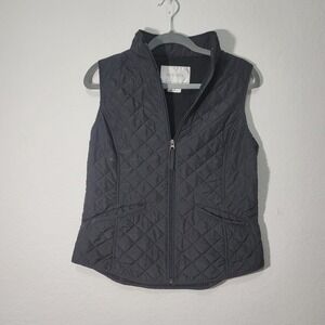 Van Heusen Black Quilted Zip Up Vest | Lightweight Puffer Style | Size Small